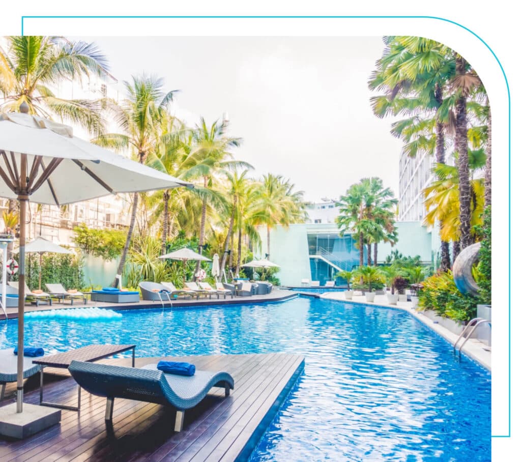 Crystal-clear resort pool serviced by Arizona Pool Care Pros
